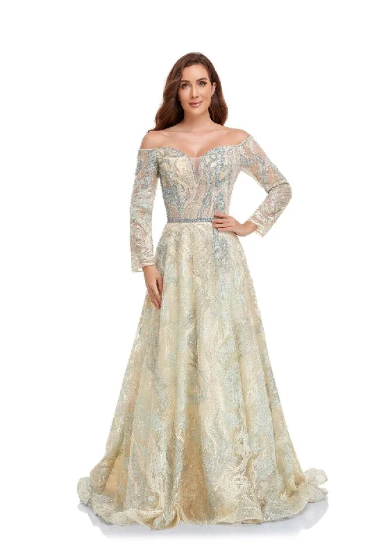 Dramatic Ball Gown High Couture NR2232 Prom Long Off Shoulder A Line Ball Gown