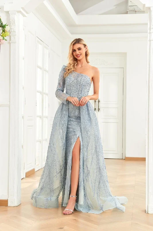Elegant Ruffle Dress High Couture NR2272 Long One Shoulder Formal Prom Dress