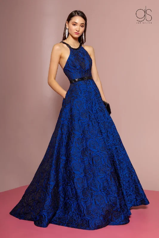 Puffy Sleeve Dress Prom Formal Dress Evening Plus Size Gown with Pockets