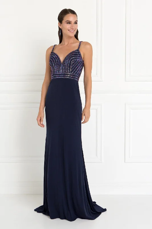 Luxe Embroidered Gown Prom Long Beaded Evening Formal Dress