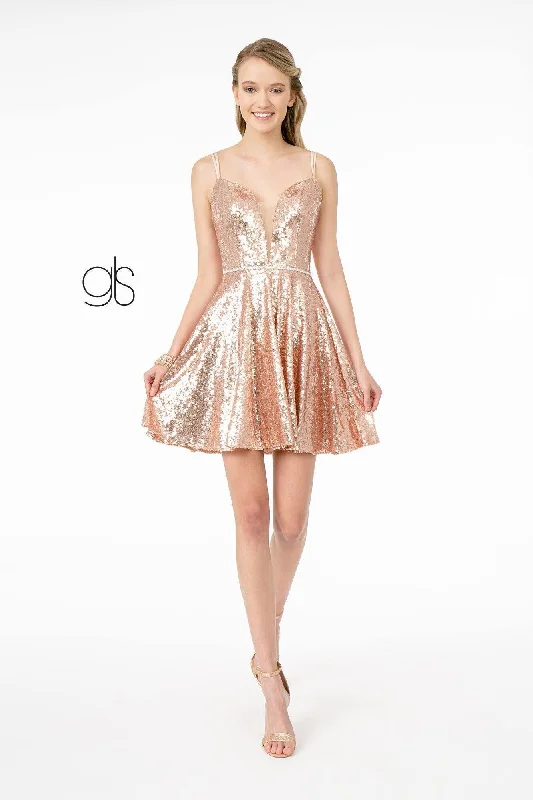 Stunning Silk Gown Jewel Accented Waistline Illusion Short Prom Dress Sale