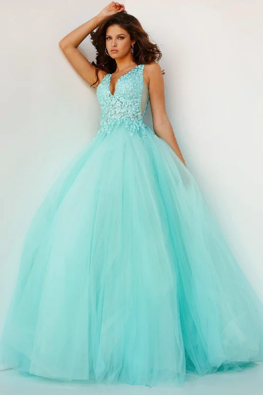 Lush Satin Gown Jovani 08572 Prom Long Sleeveless Ball Gown