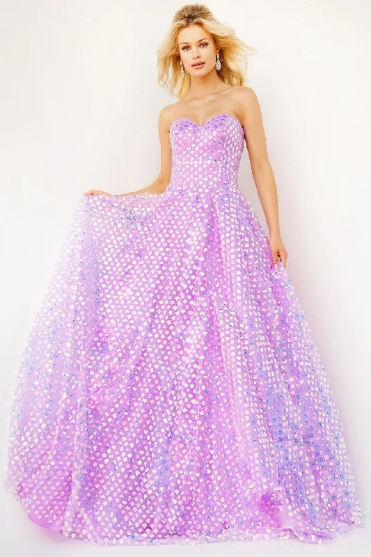 Ruched Satin Dress Jovani 08605 Long Strapless Prom Ball Gown