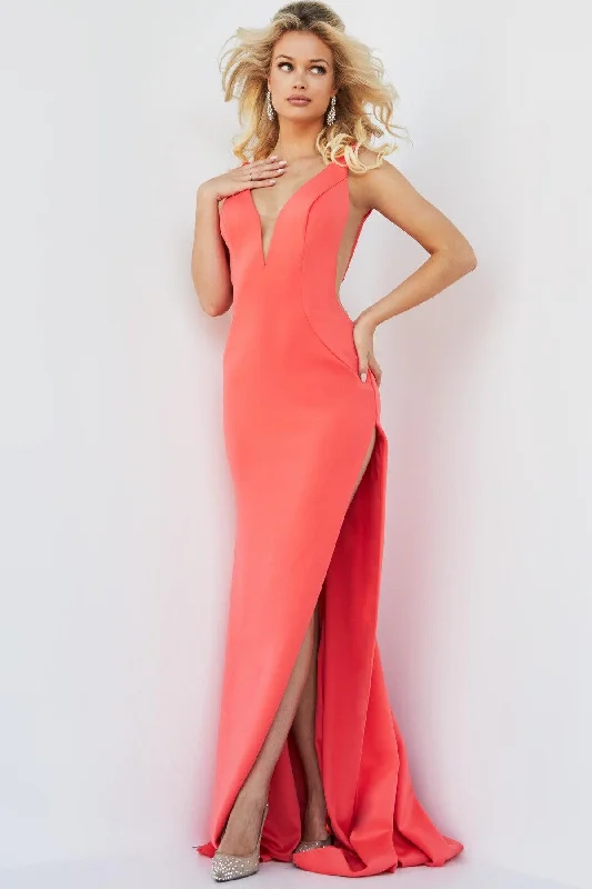 Dainty Chiffon Dress Jovani 08695 Long Formal Sleeveless Fitted Prom Dress