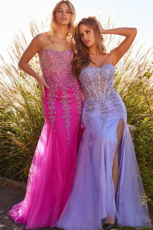 Classic Couture Dress Jovani 22538 Long Strapless Beaded Prom Dress