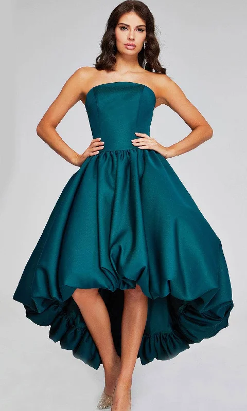 Asymmetrical Gown Jovani 42345 - Strapless Bubble Hem Evening Dress