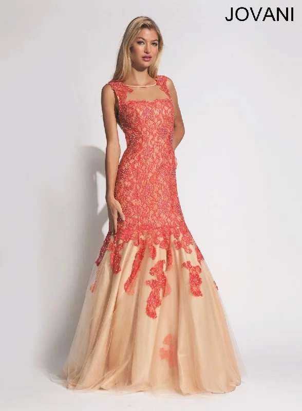 Embellished Maxi Dress Jovani 90477 Beaded Long Mermaid Prom Dresses