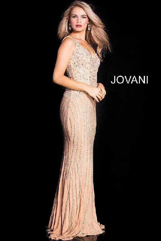 Garden Party Gown Jovani 58488 Beaded Sleeveless Long Evening Dress