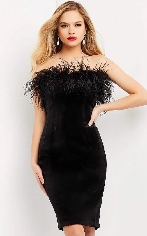 Majestic Ball Gown Jovani M3335 Knee Length Feather Cocktail Dress