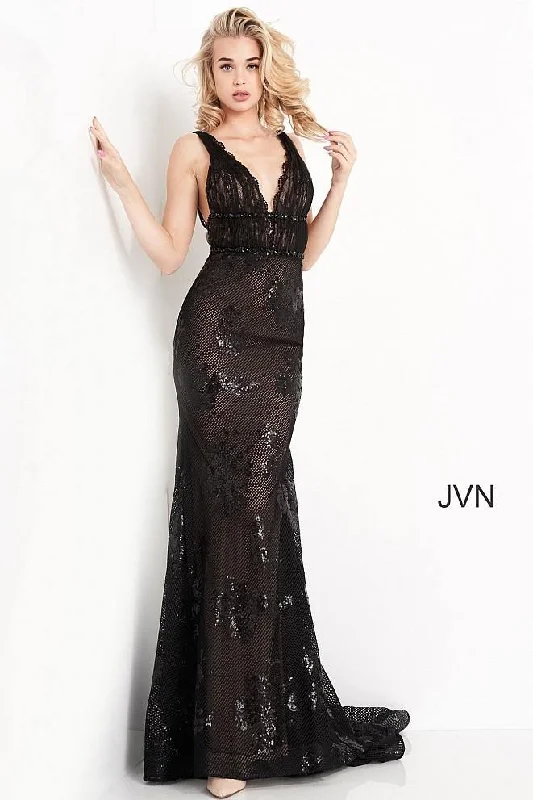 Midnight Blue Gown Jovani 05798 Long Sleeveless Prom Dress