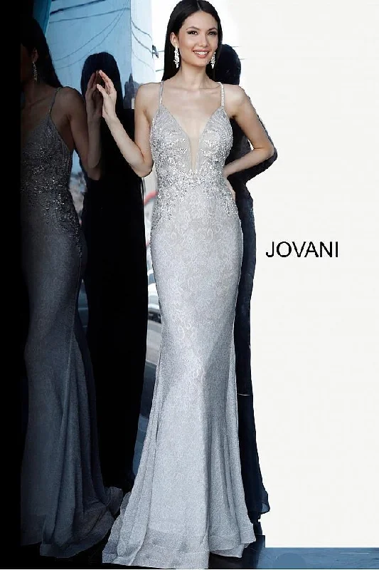 Lace Sleeves Dress Jovani 03167 Fitted Long Prom Dress