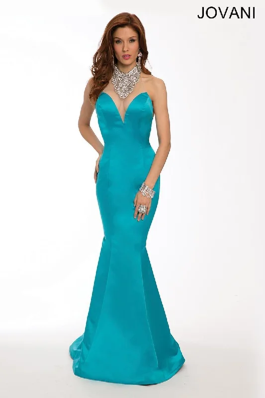 Figure-Flattering Gown Jovani 22735 Halter Mermaid Long Prom Dress