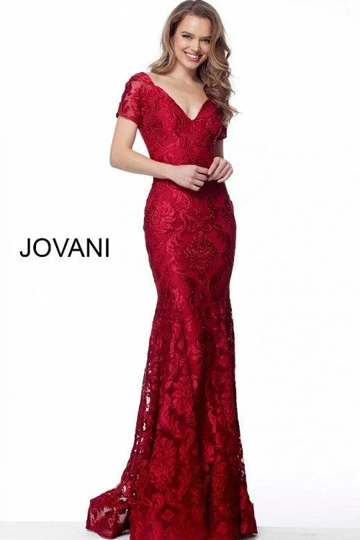 Subtle Shine Dress Jovani 68446 Long Formal Short Sleeve Evening Gown