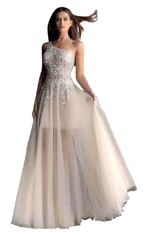 Simple Chiffon Dress Jovani 64893 Long One Shoulder Prom Gown