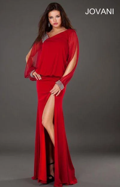 Lace Sleeves Dress Jovani 74252 Long Sleeve Evening Dress