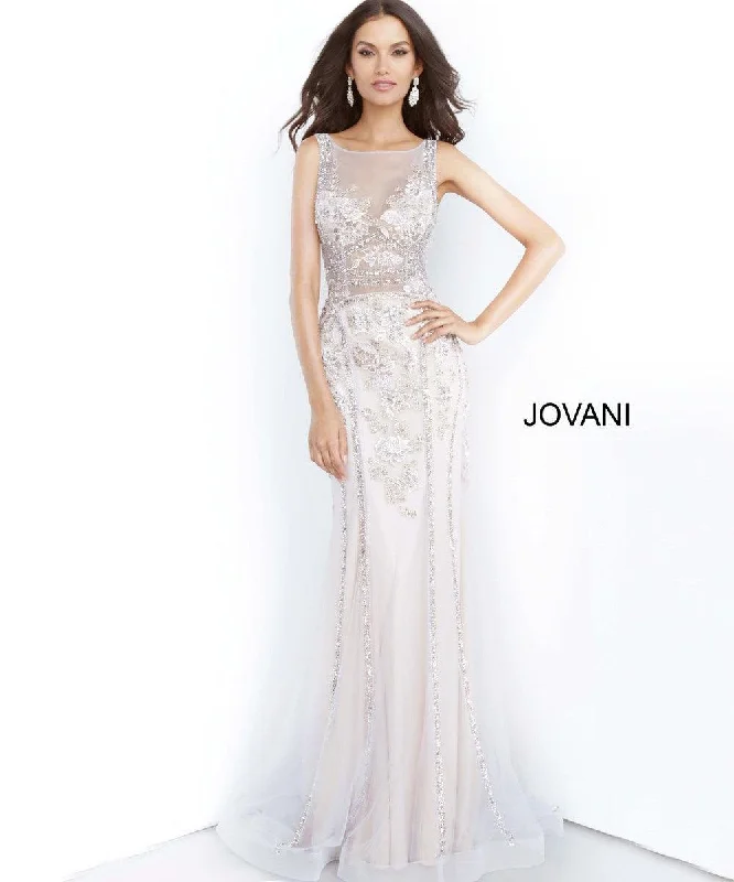 Off-White Gown Jovani 02580 Long Sleeveless Prom Dress