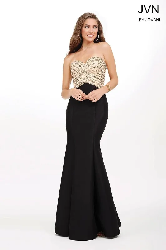 Show-Stopping Evening Gown Jovani 33933 Long Strapless Beaded Prom Dress