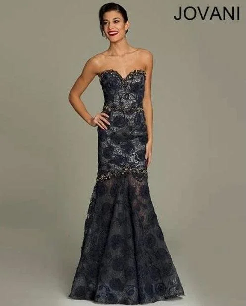 One-Shoulder Satin Dress Jovani 92625 Mermaid Fit Long Evening Dress
