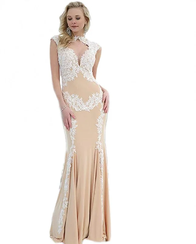 Lace Overlay Dress Jovani 89902 Mermaid Fit Long Prom Gown