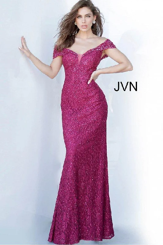 Romantic Evening Gown Jovani 02434 Off Shoulder Long Prom Dress