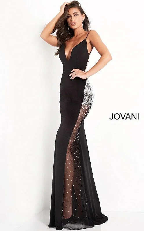 Chic Satin Dress Jovani 06566 Prom Long Spaghetti Strap Formal Dress