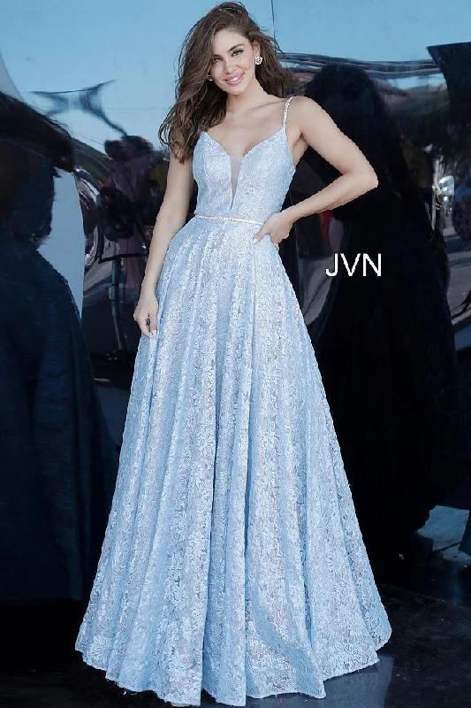Polka Dot Gown Jovani 03111 Prom Long Spaghetti Strap Formal Dress