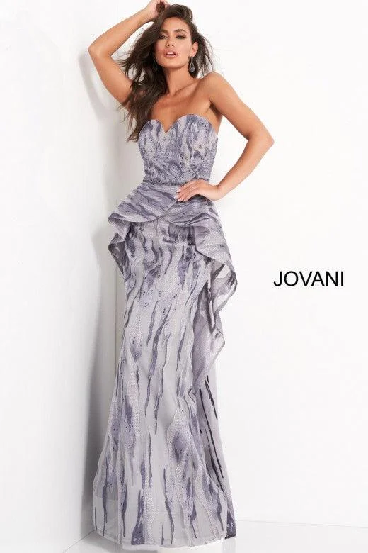 Fancy Beaded Gown Jovani 04436 Prom Long Strapless Beaded Formal Gown