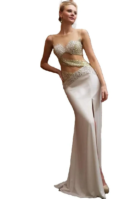 Pearl Embellished Gown Jovani 90705 Sexy Long Prom Dress