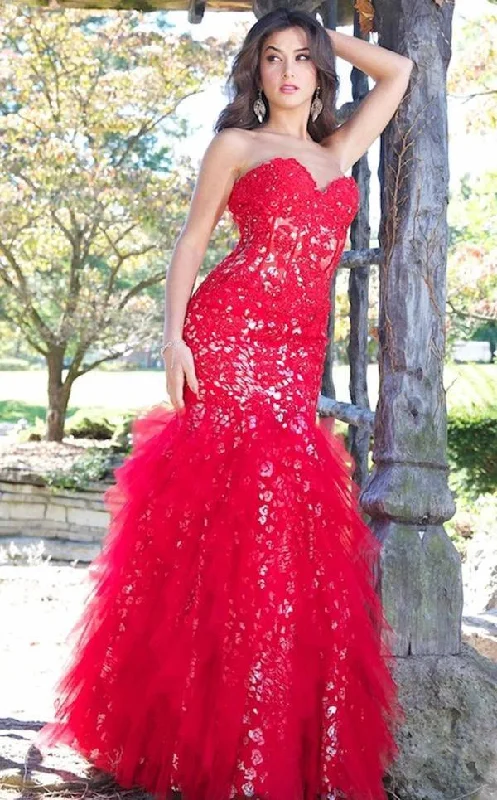 Dreamy Tulle Skirt Jovani 1531 Sexy Strapless Long Prom Dress
