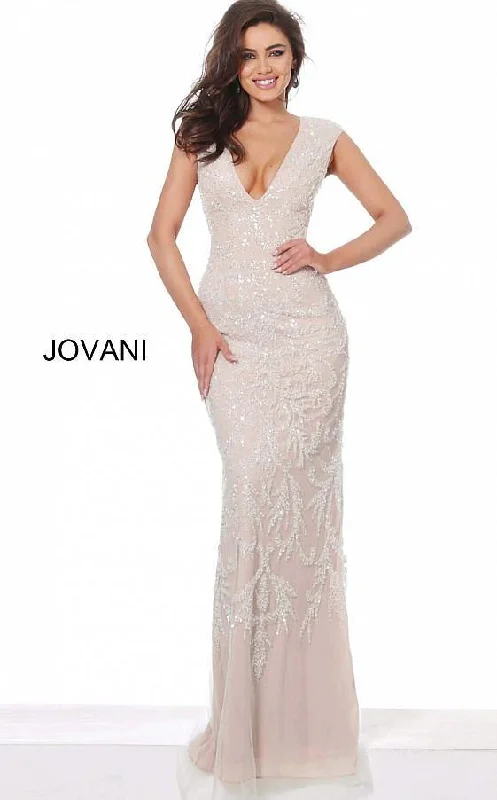 Stylish Taffeta Dress Jovani 8102 Mother of the Bride Beaded Long Dress