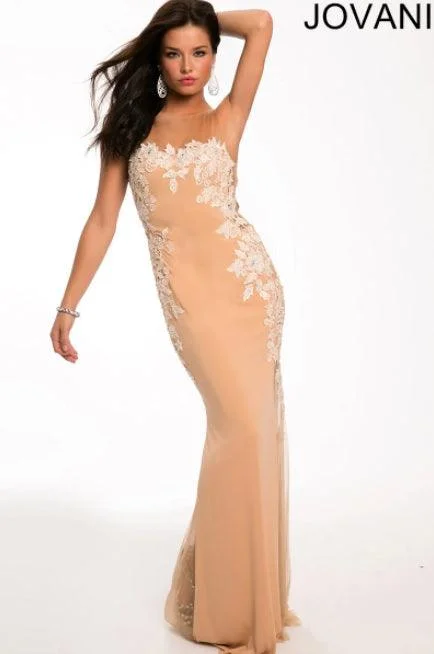 Navy Blue Gown Jovani 21969 Sleeveless Formal Long Prom Dress