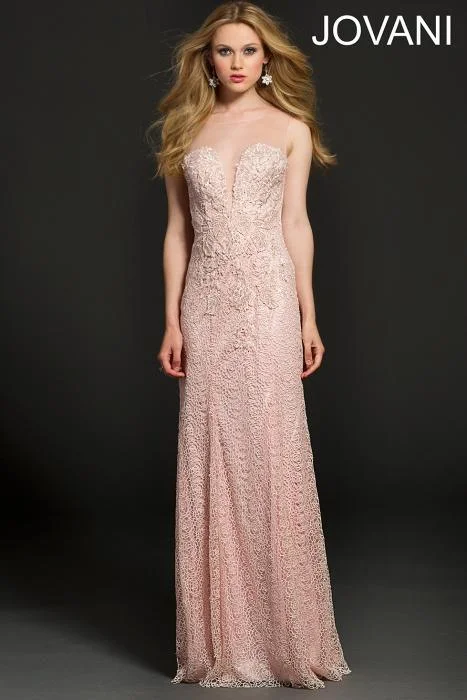 Rose Gold Dress Jovani 98127 Strapless Long Evening Dress