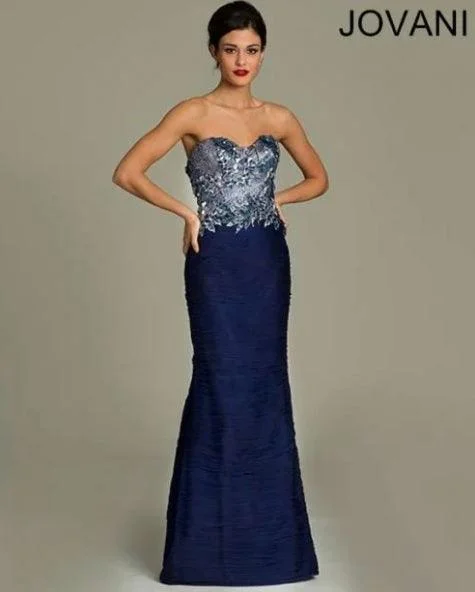 Satin Draped Gown Jovani 77828 Strapless Long Formal Gown