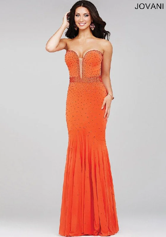 Dramatic Ball Gown Jovani 33058 Strapless Long Formal Prom Gown