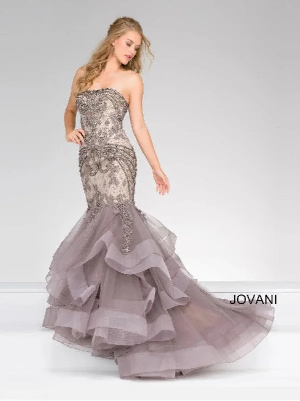 Majestic Ball Gown Jovani 45760 Strapless Long Mermaid Evening Gown