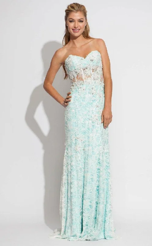 Puffy Sleeve Dress Jovani 88716 Strapless Long Prom Dress
