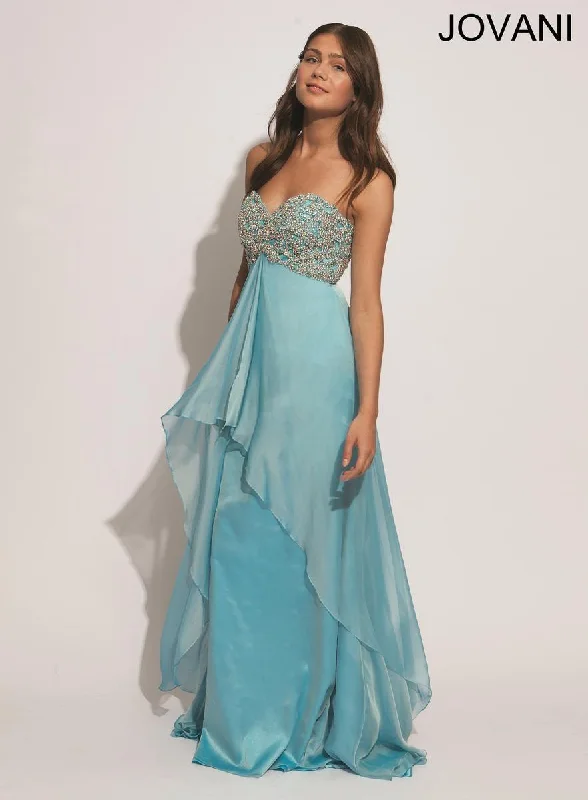 Asymmetrical Gown Jovani 88229 Strapless Long Prom Gown