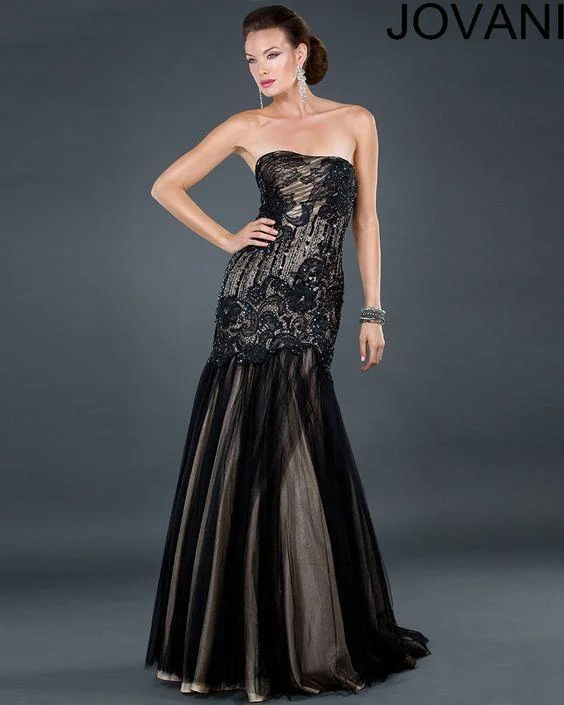 Full Skirt Dress Jovani 6305 Strapless Mermaid Long Evening Gown
