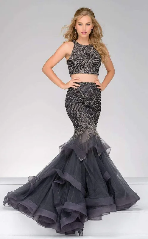 Modest Chiffon Dress Jovani 46881 Two-Piece Sleeveless Long Formal Gown