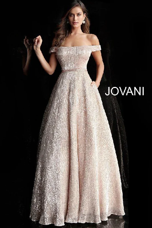 Puffy Sleeve Dress Jovani 66951 Long Prom Gown