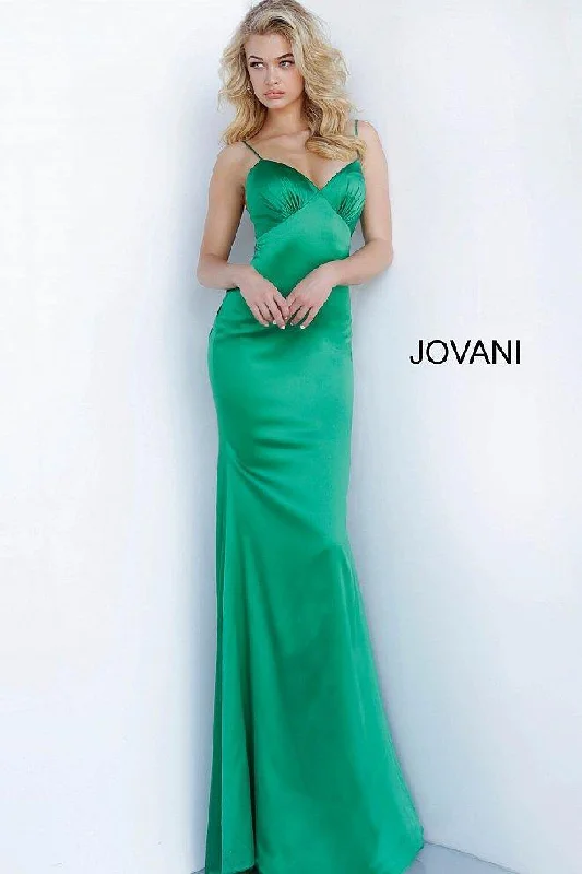 Floral Beaded Gown Jovani 67862 Long Satin Prom Dress