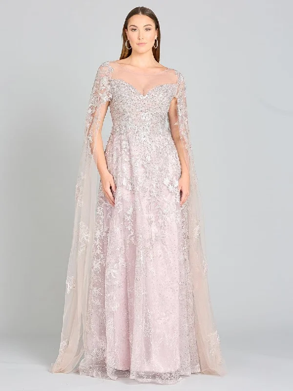 Navy Blue Gown Lara Dresses 29300 Long Cape Sleeve Formal Dress