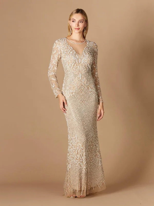 Hollywood-Inspired Gown Lara Dresses 29360 Fitted Long Sleeve Evening Gown