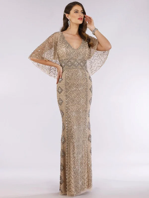 Dreamy Wedding Gown Lara Dresses 29397 Cape Sleeve Long Evening Gown
