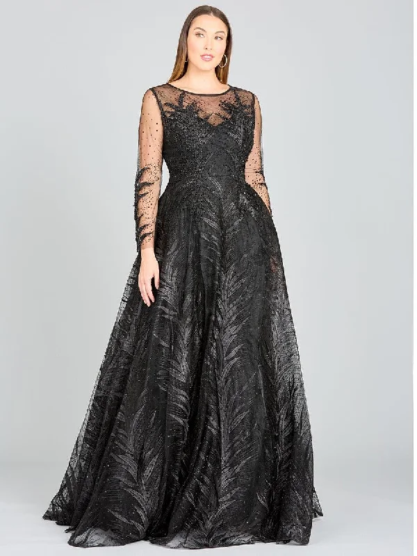 Rhinestone Embellished Dress Lara Dresses 29761 High Neck Long Sleeve Evening Gown