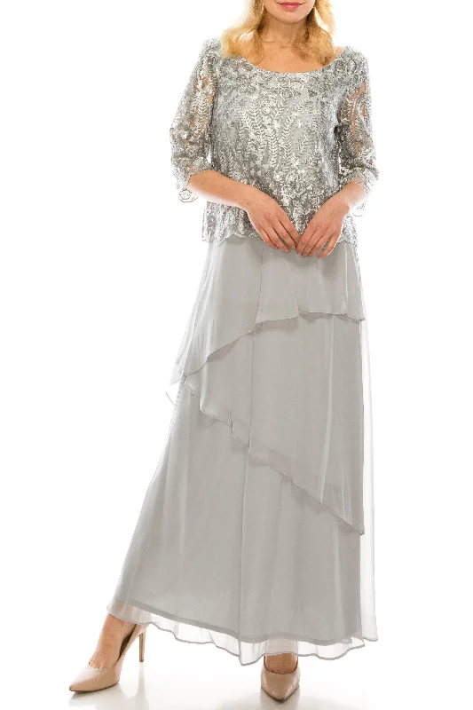 Lavish Red Gown Le Bos Long Formal Mother of the Bride Chiffon Gown
