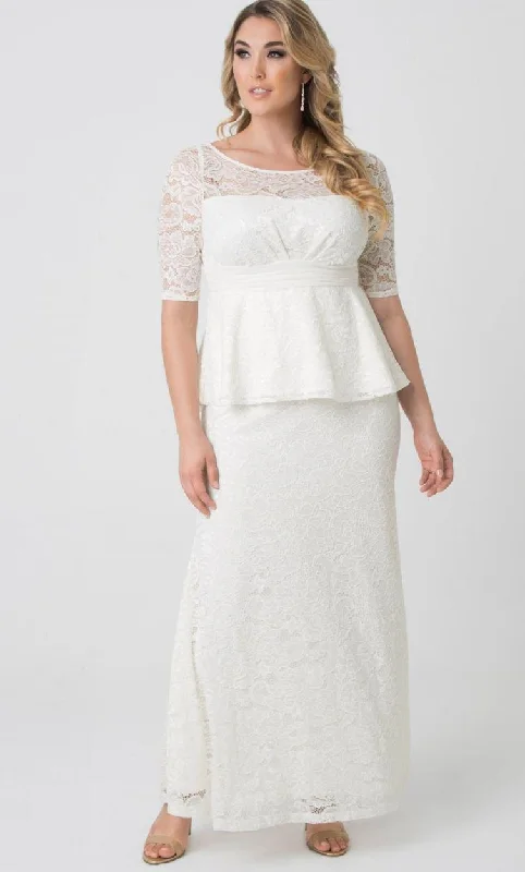 Dainty Chiffon Dress Kiyonna Long Long Sleeve Peplum Wedding Gown