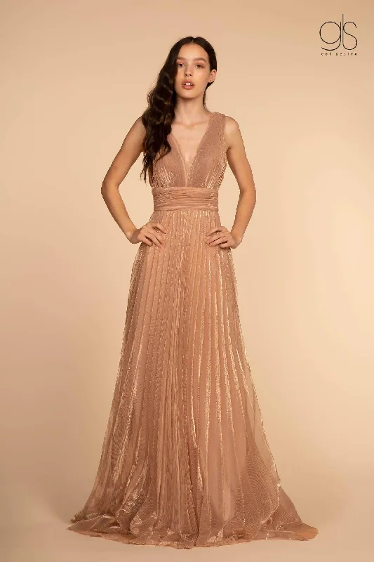 Lavish Red Gown Long Formal Pleaded Empire Waist Prom Dress Sale