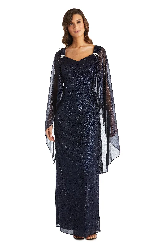 Artistic Embroidered Dress R&M Richards 2384 Long Mother Of Bride Cape Dress Sale
