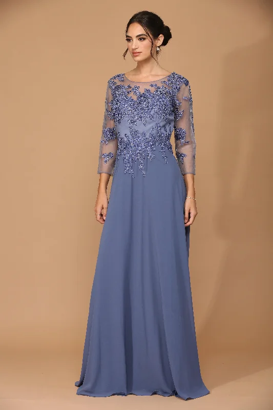 Side Slit Gown Long Mother of the Bride Formal Chiffon Dress
